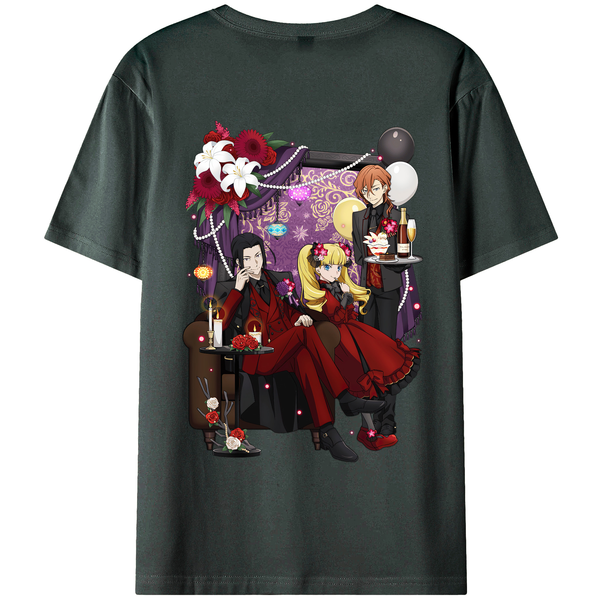 （画像用） 文豪ストレイドッグス Bungo Stray Dogs 綿100％ メンズ半袖Tシャツ（バックプリント） 通気性
